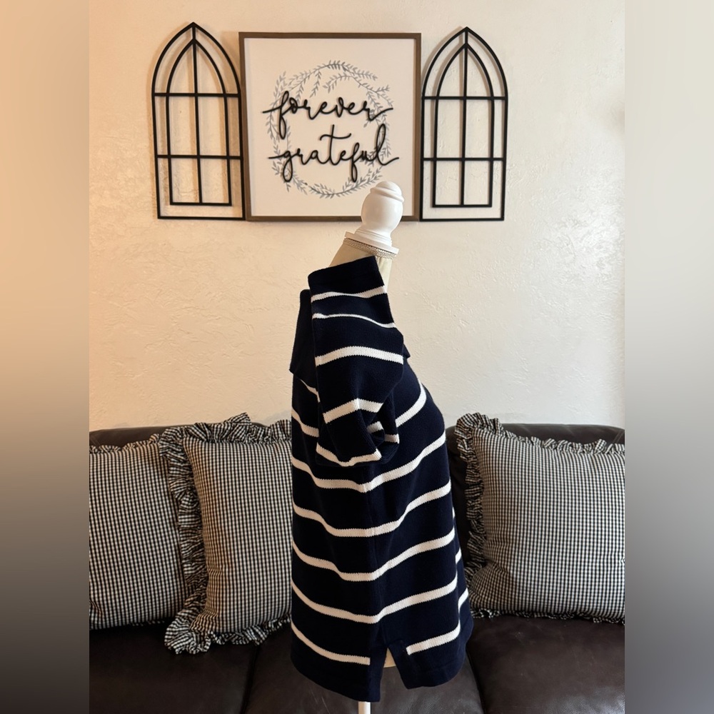 Lauren Ralph Lauren Women Sweater Nautical Emblem Navy Blue White Stripes Sz PM - Picture 8 of 15